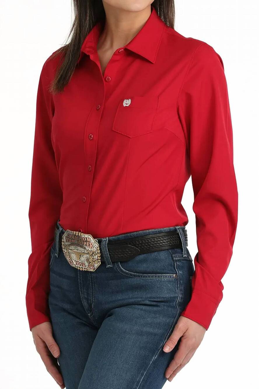 NEW CINCH arenaflex button down western shirt in red